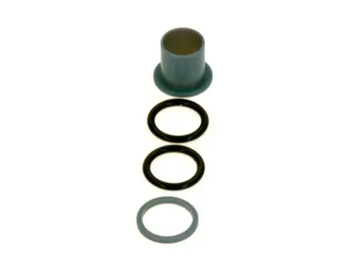BOSCH O-Ring Set mit einem blauen Kolben und drei O-Ringen in verschiedenen Farben. Geeignet für Anwendungen in 3-Wegeventilen.